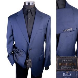 NWT JoS A Bank RESERVE Liberty USA Made Blazer Sz 44S REDA Super 130's Wool Coat